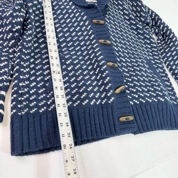 LL Bean Sweater Womens Large Navy Classic Ragg 100% Lambs Wool Birds Eye - Picture 4 of 8